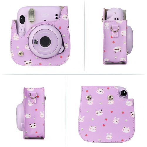  CAIUL Compatible Mini 11 Camera Case Bundle with Album, Filters and Other Accessories for Fujifilm Instax Mini 11 (Fruit Animal, 7 Items)