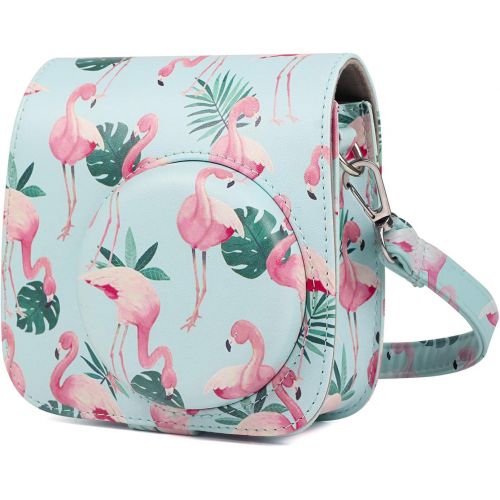  CAIUL Compatible Mini 9 Groovy Camera Case Bag for Fujifilm Instax Mini 8 8+ 9 Camera - Leaf Flamingo