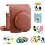 CAIUL Compatible Mini 90 Camera Case Accessories Bundle Kit for Fujifilm Instax Mini 90, Brown (7 Items)