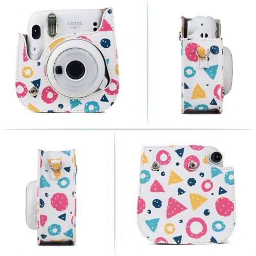  CAIUL Compatible Mini 11 Camera Case Bundle with Album, Filters and Other Accessories for Fujifilm Instax Mini 11 (Colorful Cookies, 7 Items)