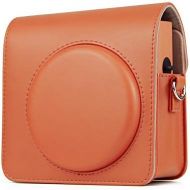 CAIUL Compatible Vintage PU Leather Square Case Bag for Fujifilm Instax Square SQ1 Instant Film Camera (Orange)