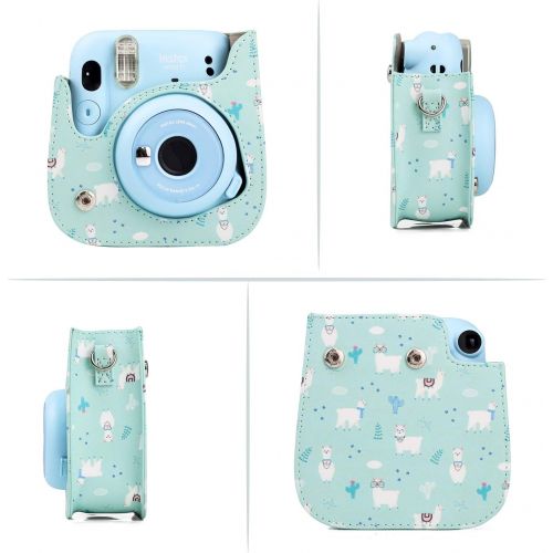  CAIUL Compatible Mini 11 Camera Case Bundle with Album, Filters and Other Accessories for Fujifilm Instax Mini 11 (Blue Alpaca, 7 Items)