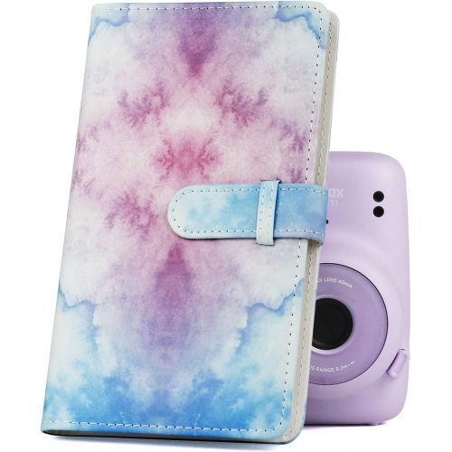  CAIUL Compatible 96 Pockets Mini Wallet Photo Album with PU Leather Cover for Fujifilm Instax Mini 11 9 8 8+ 70 7s 90 25 26 50s Films (Blue Pastel)