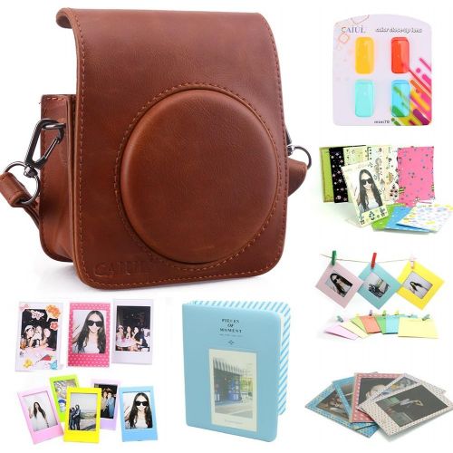  CAIUL Compatible Mini 70 Camera Case Bundle with Album, Filters & Other Accessories for Fujifilm Instax Mini 70 (Brown, 8 Items)