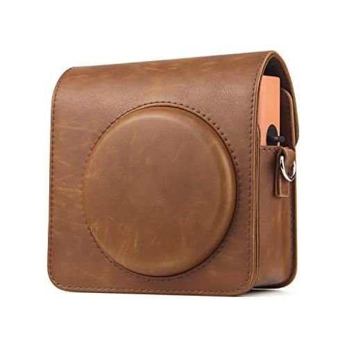  CAIUL Compatible Vintage PU Leather Square Case Bag for Fujifilm Instax Square SQ1 Instant Film Camera (Brown)