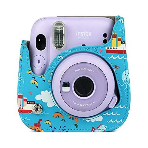  CAIUL Compatible Mini 11 Groovy Camera Case Bag for Fujifilm Instax Mini 11 8 8+ 9 Camera - Blue Ocean