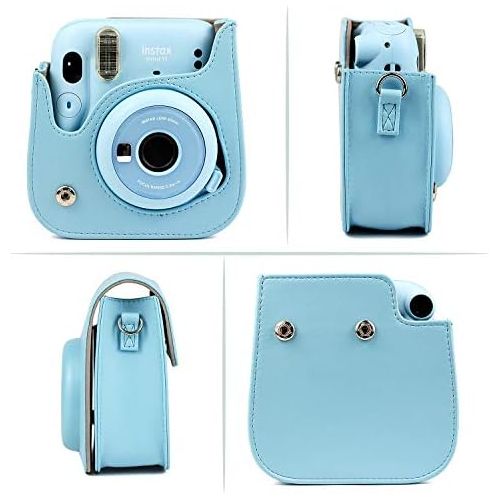  CAIUL Compatible Mini 11 Groovy Camera Case Bag for Fujifilm Instax Mini 11 8 8+ 9 Camera - Blue