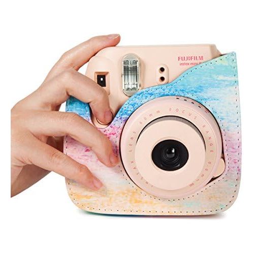  CAIUL Compatible Mini 9 Groovy Camera Case Bag for Fujifilm Instax Mini 8 8+ 9 Camera - Rainbow Mist