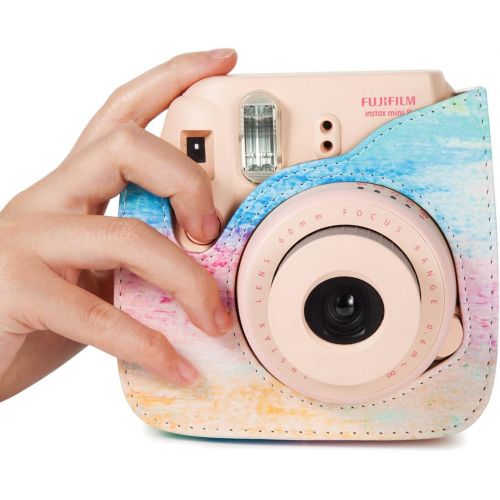  CAIUL Compatible Mini 9 Groovy Camera Case Bag for Fujifilm Instax Mini 8 8+ 9 Camera - Rainbow Mist