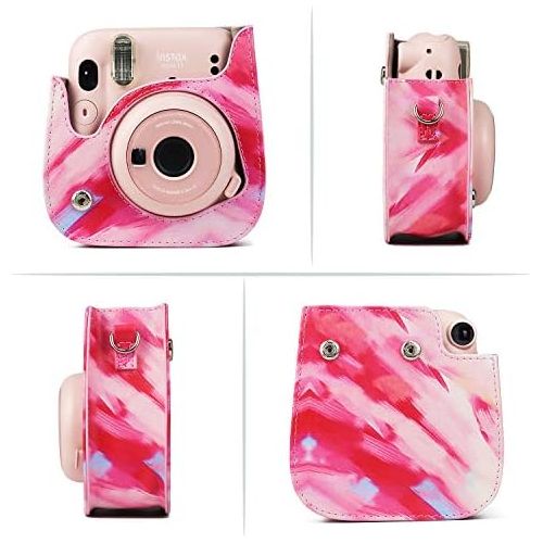  CAIUL Compatible Mini 11 Groovy Camera Case Bag for Fujifilm Instax Mini 11 8 8+ 9 Camera - Colorful Pattern
