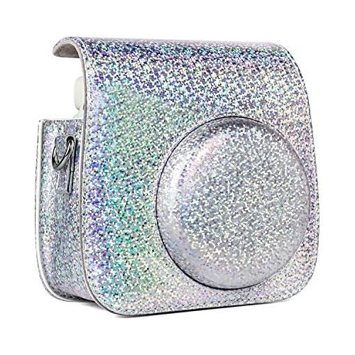  CAIUL Compatible Mini 9 Groovy Camera Case Bag for Fujifilm Instax Mini 8 8+ 9 Camera - Crystal Flash Silver