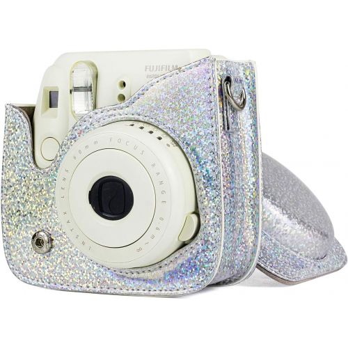  CAIUL Compatible Mini 9 Groovy Camera Case Bag for Fujifilm Instax Mini 8 8+ 9 Camera - Crystal Flash Silver