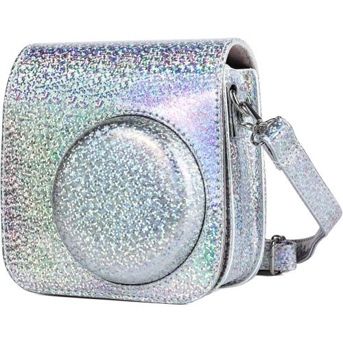  CAIUL Compatible Mini 9 Groovy Camera Case Bag for Fujifilm Instax Mini 8 8+ 9 Camera - Crystal Flash Silver