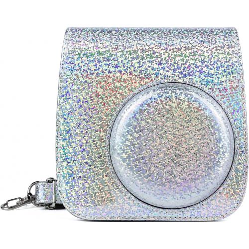  CAIUL Compatible Mini 9 Groovy Camera Case Bag for Fujifilm Instax Mini 8 8+ 9 Camera - Crystal Flash Silver