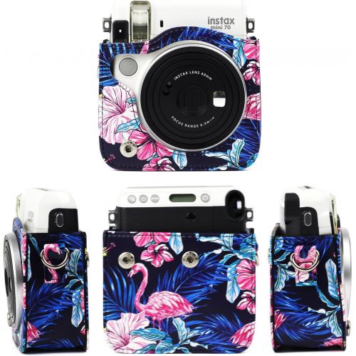  CAIUL Compatible Instax Mini 70 Camera Accessories Bundle with Case, Photo Album, Filters Lens, Frame Other Accessories for Fujifilm Instax Mini 70 Camera (Flamingo Black, 8 Items)
