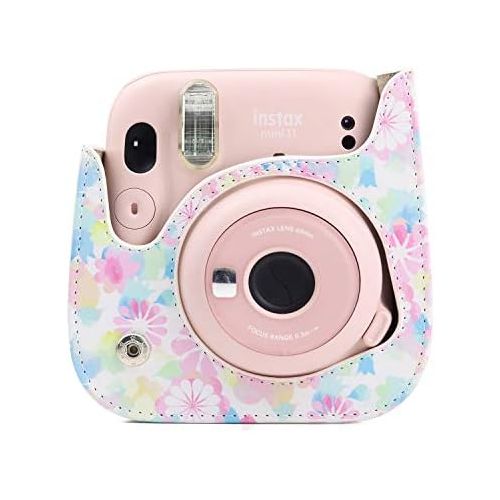  CAIUL Compatible Mini 11 Groovy Camera Case Bag for Fujifilm Instax Mini 11 8 8+ 9 Camera - Ink Flower