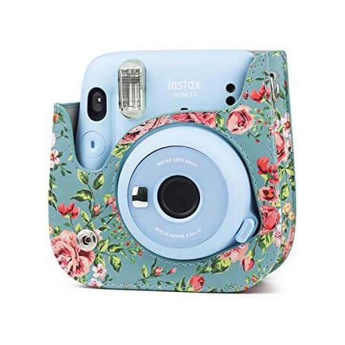  CAIUL Compatible Mini 11 Groovy Camera Case Bag for Fujifilm Instax Mini 11 8 8+ 9 Camera - Blue Rose