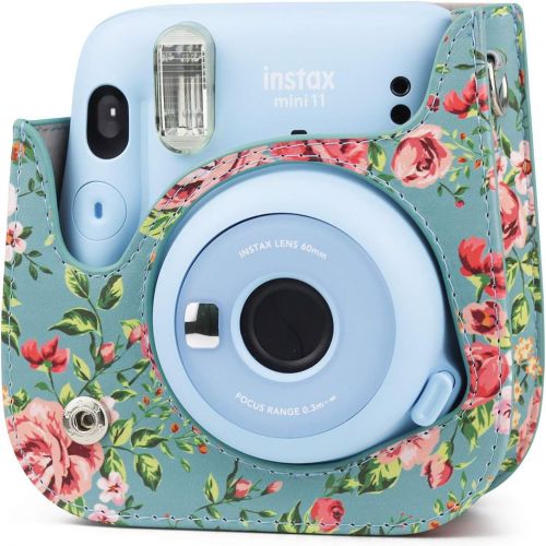 CAIUL Compatible Mini 11 Groovy Camera Case Bag for Fujifilm Instax Mini 11 8 8+ 9 Camera - Blue Rose