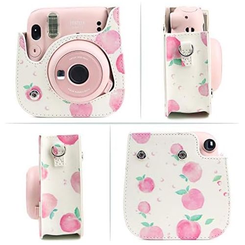  CAIUL Compatible Mini 11 Groovy Camera Case Bag for Fujifilm Instax Mini 11 8 8+ 9 Camera - Peach
