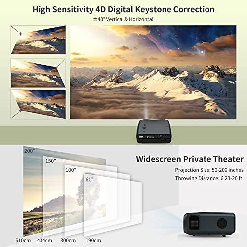  EUG HD 4600 Lumen LCD Video Projector HDMI 1080P Support Max 200 Multimedia Home Theater Projector Built-in Speaker for Gaming Outside Movies LED TV Proyector Compatible with DVD Lapto