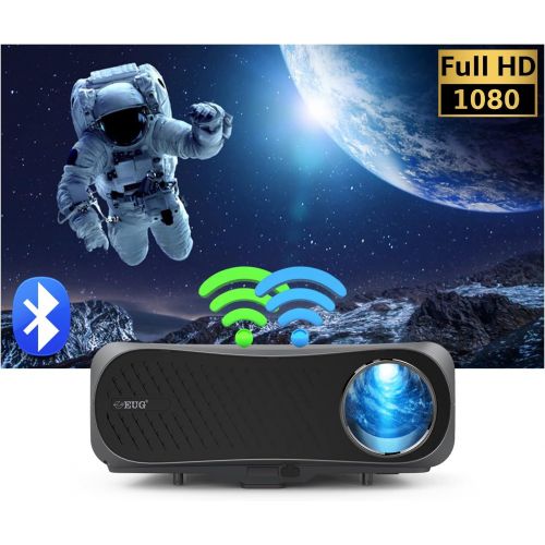  EUG HD 4600 Lumen LCD Video Projector HDMI 1080P Support Max 200 Multimedia Home Theater Projector Built-in Speaker for Gaming Outside Movies LED TV Proyector Compatible with DVD Lapto