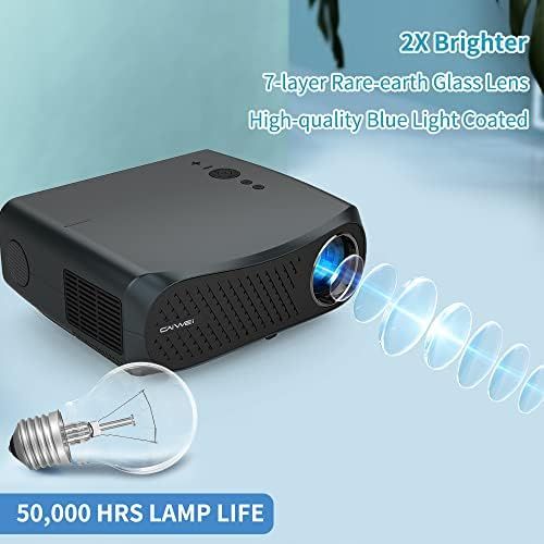  WIKISH Projector Native 1080p,5G WiFi Bluetooth Projector 5500 Lumen 200” Display for Outdoor Movie DVD Player 4K TV Laptop PS4,HDMI USB Projector Support Wireless Airplay Zoom 4D Keyston