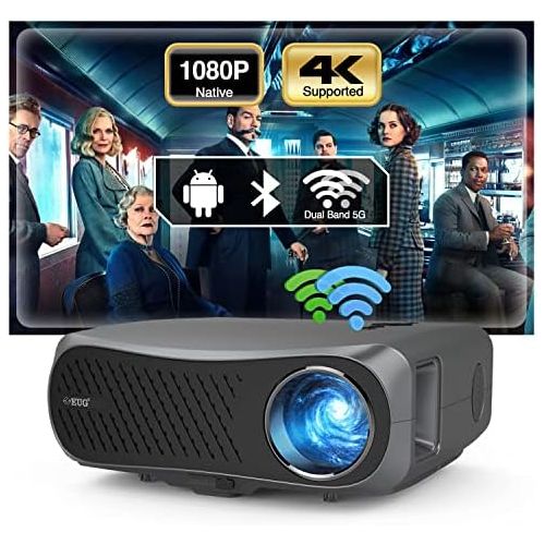  CWEUG 1080P Native Wireless Projector with Bluetooth 5500lumen Support 4K Home/Office Video Projectors Android OS Dual HDMI USB VGA Bult-in Speaker