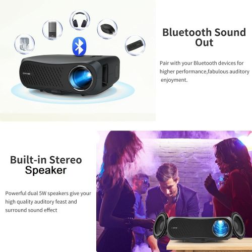  CWEUG 1080P Native Wireless Projector with Bluetooth 5500lumen Support 4K Home/Office Video Projectors Android OS Dual HDMI USB VGA Bult-in Speaker