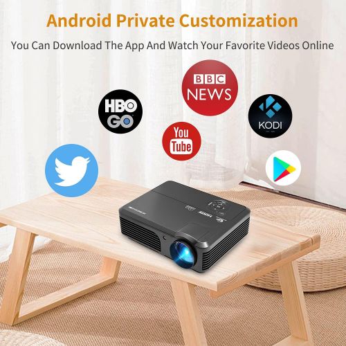  WIKISH HD Video Projector Bluetooth WIFI Projector for Home Cinema Backyard Movie Game, 200 Inch Smart LED Projector with Speaker Zoom for iPhone Laptop DVD Player, HDMI VGA AV Cable Incl