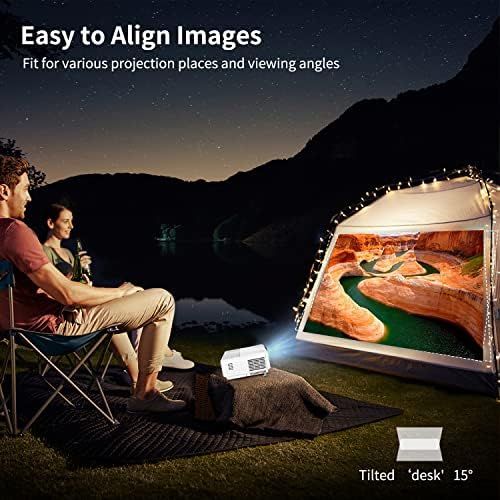  CAIWEI Full HD Projector, 5500 Lumen LED 1080P Projector for Family Outdoor Movie Wall Video, Digital Gaming Cinema Projector Smartphone Android PC Compatible, Electronic 25% Zoom, 200 Sc