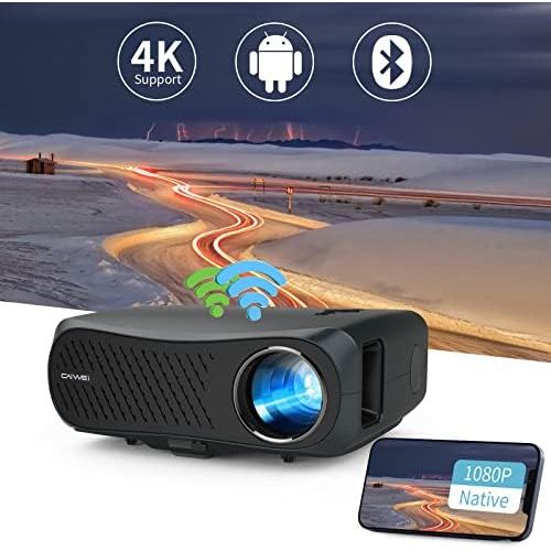  CAIWEI Native 1080P 5G WiFi Bluetooth Projector, 8000LM with 200 Display Outdoor Movie Projector, Smart Android Home Theater Projector Support 4K Video & Wireless Mirroring for HDMI//USB/