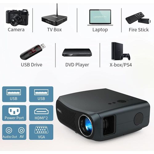  CAIWEI Native 1080P 5G WiFi Bluetooth Projector, 8000LM with 200 Display Outdoor Movie Projector, Smart Android Home Theater Projector Support 4K Video & Wireless Mirroring for HDMI//USB/