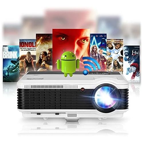  CAIWEI Smart Projector 1080P, LCD WIFI Projector for Phone Airplay, Home Movie Theater Sport Lives, HDMI Bluetooth Gaming Projector 200 Full HD, IOS Android Laptop Wireless Sync, TV Stick