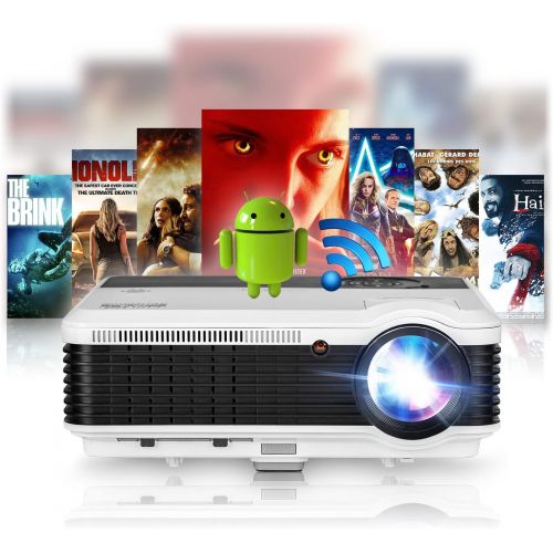  CAIWEI Smart Projector 1080P, LCD WIFI Projector for Phone Airplay, Home Movie Theater Sport Lives, HDMI Bluetooth Gaming Projector 200 Full HD, IOS Android Laptop Wireless Sync, TV Stick