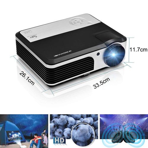  CAIWEI WiFi Projector Portable 2600 Lumens Home Theater 1080p HD LCD Display HDMI USB VGA AV Video Projector Android for Game Movie Party TV Compatible with iPhone Phone ipad PC Outdoor I