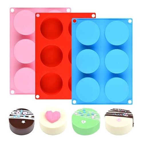  Silicone Cookie Molds Round Cylinder Chocolate Cover Mold (3, Multi)