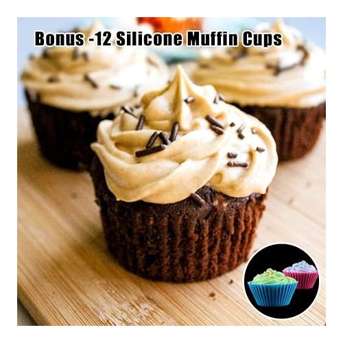  CAKETIME Silicone Muffin Pan Cupcake Set - Mini 24 Cups and Regular 12 Cups Muffin Tin, Nonstick BPA Free Food Grade Silicone Molds with 12 Silicone Baking Cups