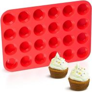 CAKETIME Silicone Muffin Pan Mini 24 Cups Cupcake Pan, Nonstick BPA Free Silicone Baking Pan 1 Pack