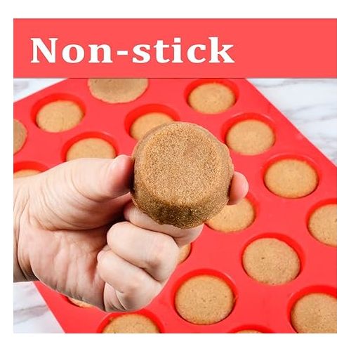  CAKETIME Silicone Muffin Pan Mini 24 Cups Cupcake Pan, Nonstick BPA Free Silicone Baking Pan 1 Pack