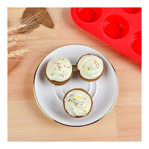  CAKETIME Silicone Muffin Pan Mini 24 Cups Cupcake Pan, Nonstick BPA Free Silicone Baking Pan 1 Pack