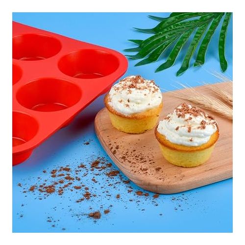  CAKETIME 12 Cups Silicone Muffin Pan - Nonstick BPA Free Cupcake Pan 1 Pack Regular Size Silicone Mold