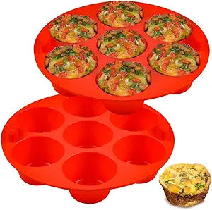 CAKETIME Silicone Air Fryer Muffin Pans 7 Cavities Silicone Baking Molds 2-Pack