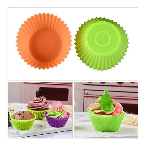  Silicone Baking Cups Cupcake Liners - 24Pcs Reusable Silicone Molds Including Round, Rectanguar, Square, Flower BPA Free Food Grade Silicone