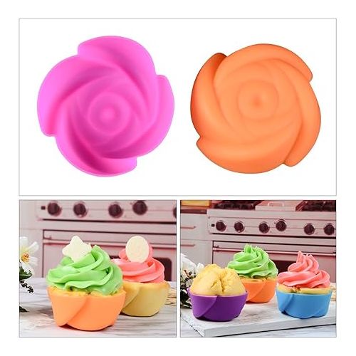  Silicone Baking Cups Cupcake Liners - 24Pcs Reusable Silicone Molds Including Round, Rectanguar, Square, Flower BPA Free Food Grade Silicone