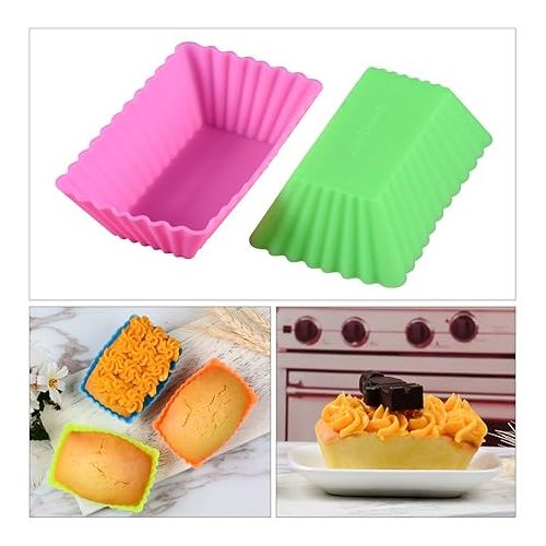  Silicone Baking Cups Cupcake Liners - 24Pcs Reusable Silicone Molds Including Round, Rectanguar, Square, Flower BPA Free Food Grade Silicone