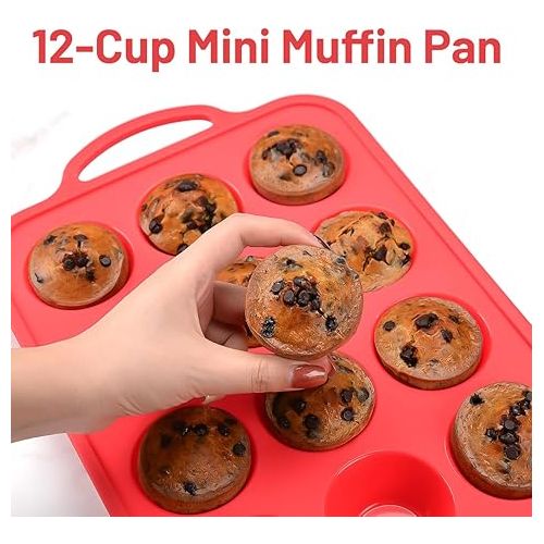  CAKETIME Silicone Muffin Pan, Metal Reinforced Frame Muffin Tins Nonstick 12 Cups Cupcake Pan for Baking with Handle 2 Pack