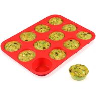 [아마존베스트]CAKETIME 12 Cups Silicone Muffin Pan - Nonstick BPA Free Cupcake Pan 1 Pack Regular Size Silicone Mold