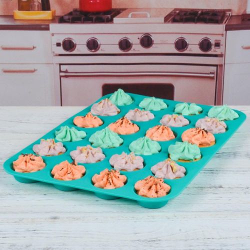  [아마존베스트]CAKETIME Silicone Muffin Pan Cupcake Set - Mini 24 Cups and Regular 12 Cups Muffin Tin, Nonstick BPA Free Food Grade Silicone Molds with 12 Silicone Baking Cups