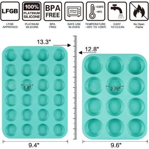  [아마존베스트]CAKETIME Silicone Muffin Pan Cupcake Set - Mini 24 Cups and Regular 12 Cups Muffin Tin, Nonstick BPA Free Food Grade Silicone Molds with 12 Silicone Baking Cups