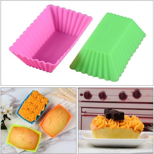  [아마존베스트]CAKETIME 48 Pack Silicone Baking Cups Cupcake Liners - Reusable Silicone Molds Including Round, Rectanguar, Square, Flower BPA Free Food Grade Silicone